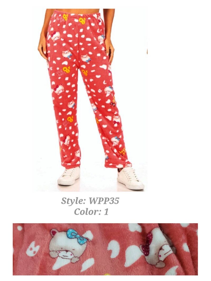 Pajama pants MODEWPP35 teddy bear and Christmas buckle  print