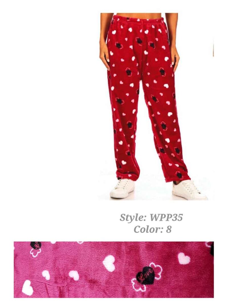 Pajama pants MODEWPP35 red heart and love print