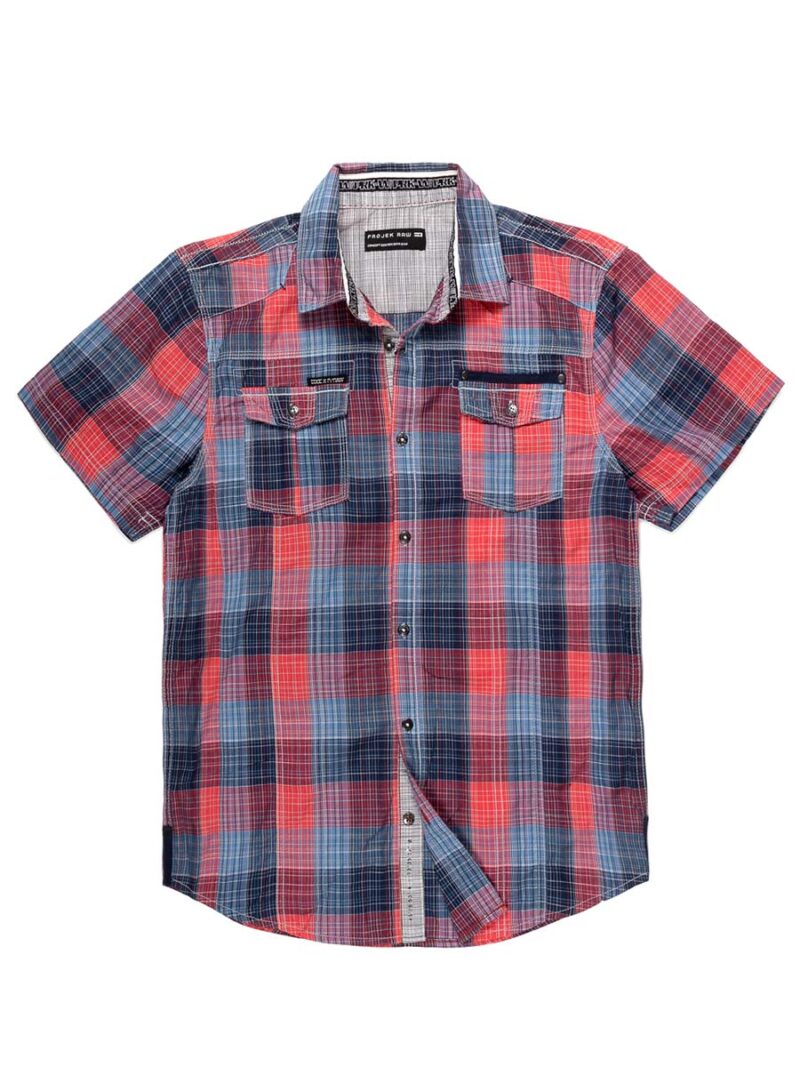 Projek Raw shirt 140224 short-sleeved checkered multicolored red