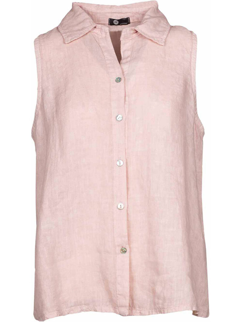 M Italy 21-9163Q sleeveless linen blouse pink