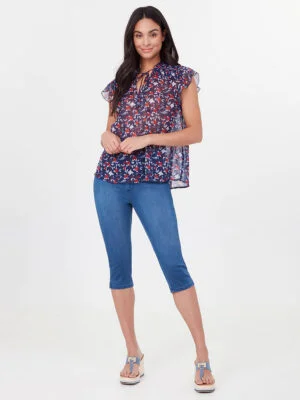 Lois Jeans blouse 29019 floral print short sleeves