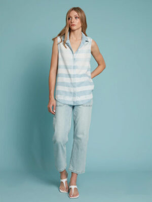 Point Zero blouse 8854072 sleeveless with wide stripes