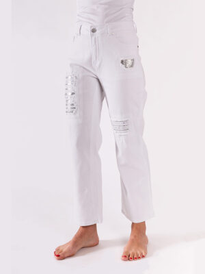 Jeans CYC 221-8002 blanc avec déchirures