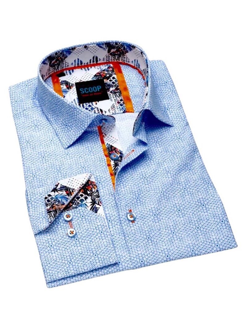 Printed and dressy Scoop LUGANO-S short-sleeved shirt sky blue