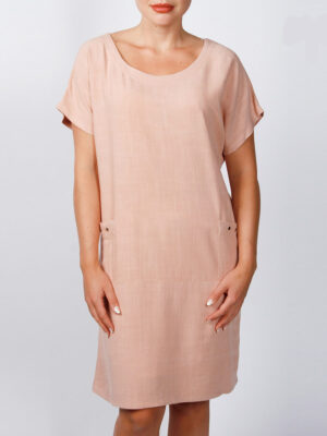 Devia B114D linen dress in pink color