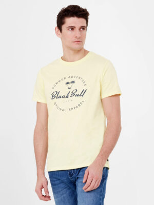 T-shirt Black Bull 31022 manches courtes imprimé jaune