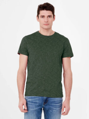 T-shirt Black Bull 31024 manches courtes avec mini rayures vert