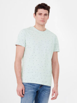 T-shirt Black Bull 31041 manches courtes imprimé avec une poche vert pâle