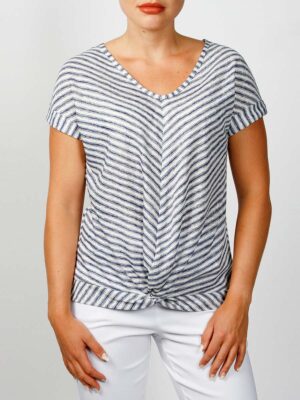 Devia B146T short-sleeved top with diagonal stripes