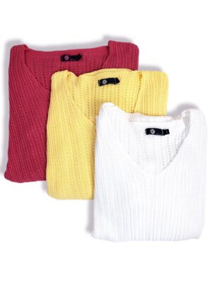 Chandail M Italy 33-1003Q en tricot doux et léger 3 couleurs