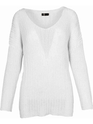 Chandail M Italy 33-1003Q en tricot doux et léger blanc