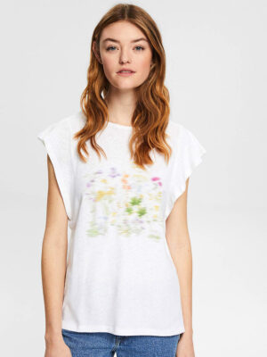 T-shirt Esprit 042EE1K379 manches frills imprimé fleur