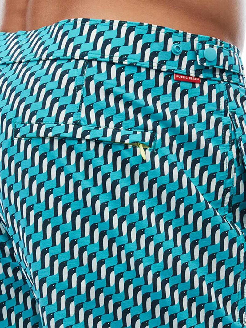Short maillot Public Beach PB3611 ultra confort imprimé couleur turquoise