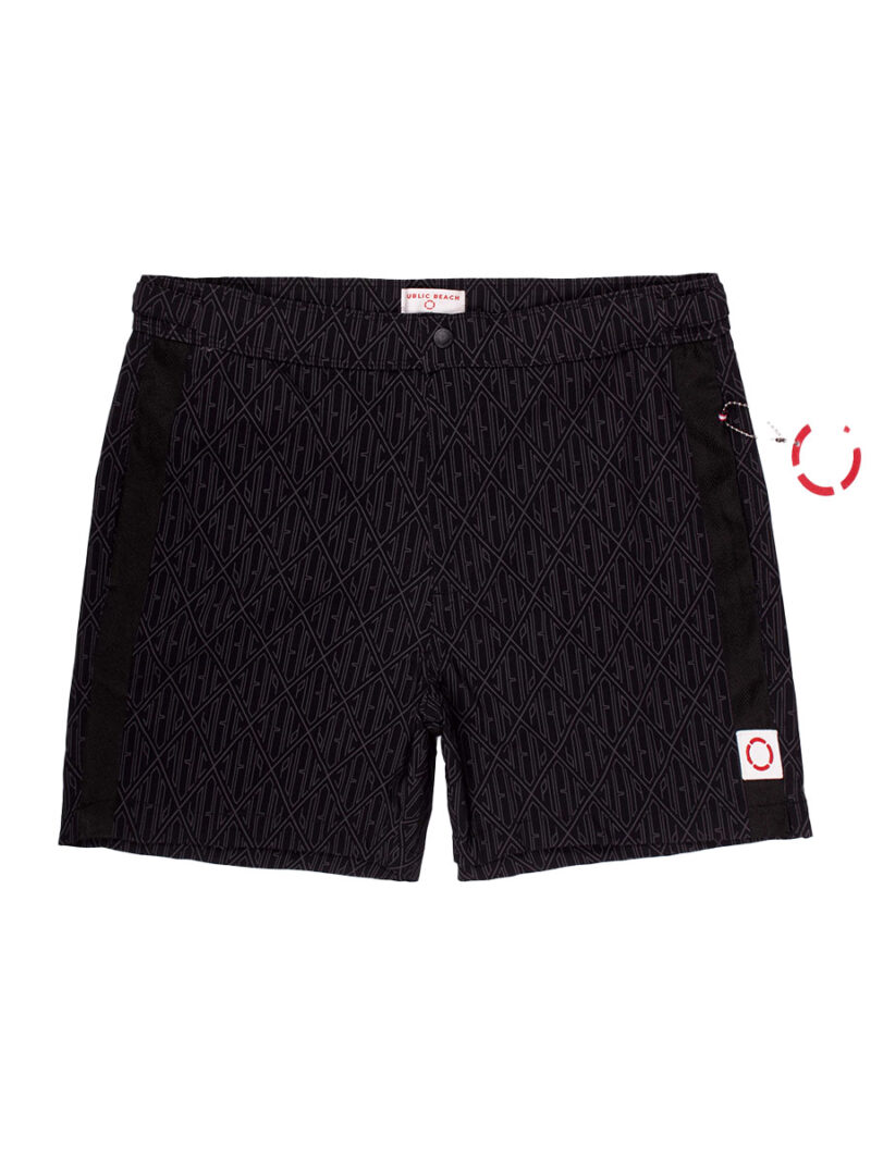 Public Beach PB4614 ultra comfort printed swim shorts in black