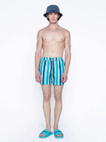 Short maillot Public Beach PB4617 ultra confort imprimé rayures turquoise