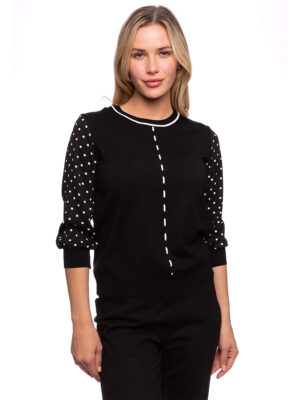 Coco y Club sweater 222-4090 white polka dot sleeves