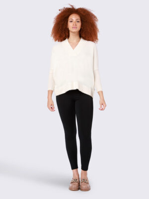 Dex 2027019 knit sweater with long raglan sleeves ivory color