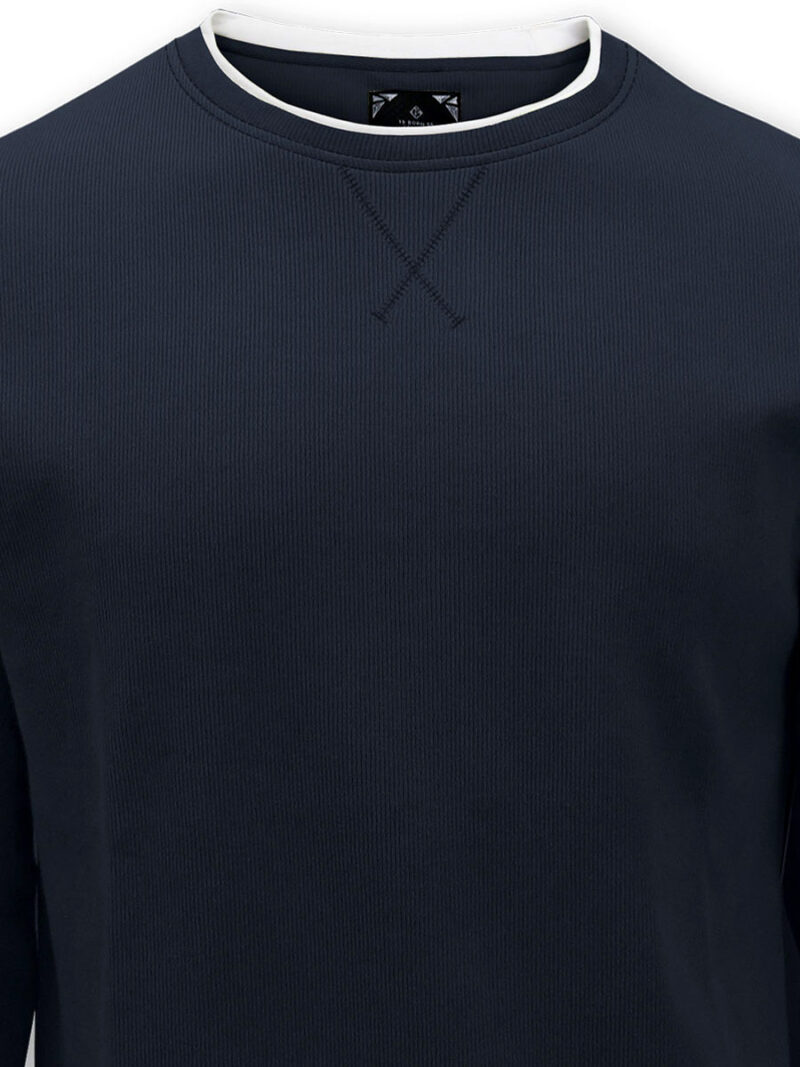 Point Zero long-sleeved t-shirt with rib texture flatback  navy