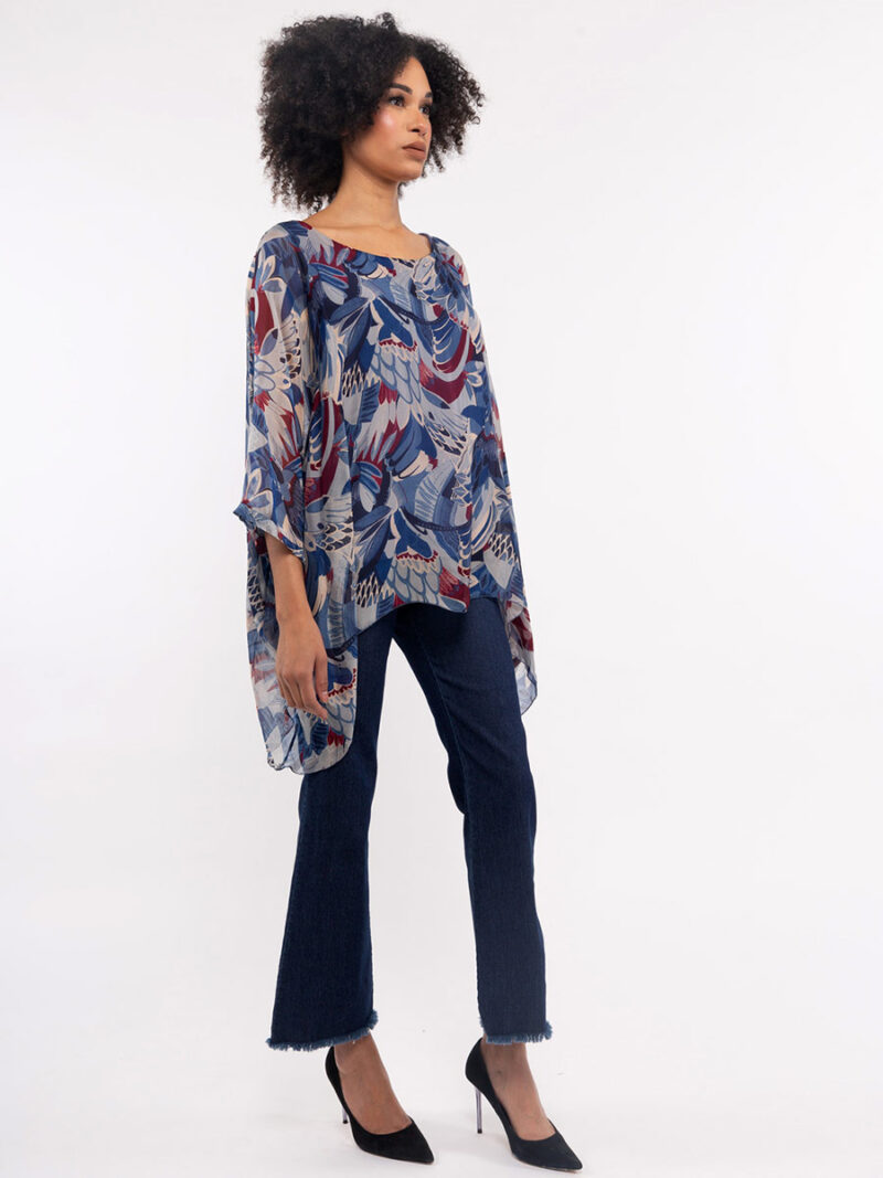 M Italy blouse 10-81837DGR printed blue combo