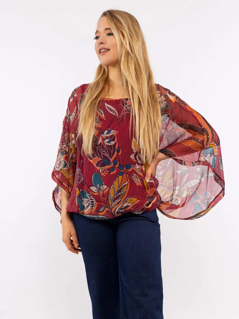 M Italy blouse 10-8325DGR printed red