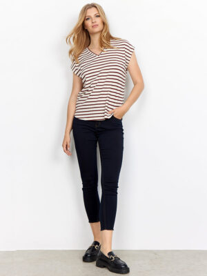 Soya Concept top 25794 short sleeves with stripes wine combo
