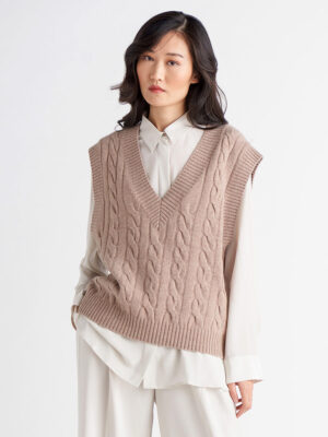 Black Tape Jacket 2027021T Cable Knit Tank Style in pink