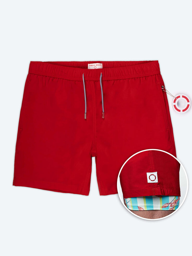 Public Beach PB4601 ultra comfort swim shorts red