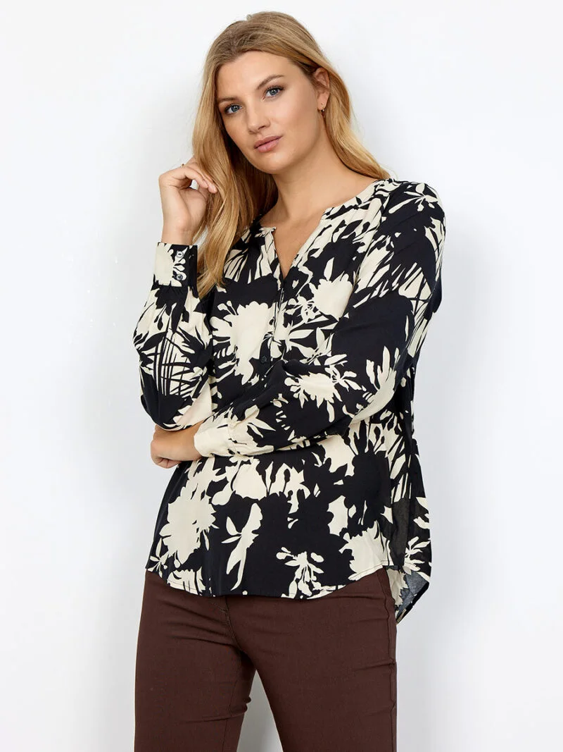Soya Concept 18201 long-sleeved printed blouse black