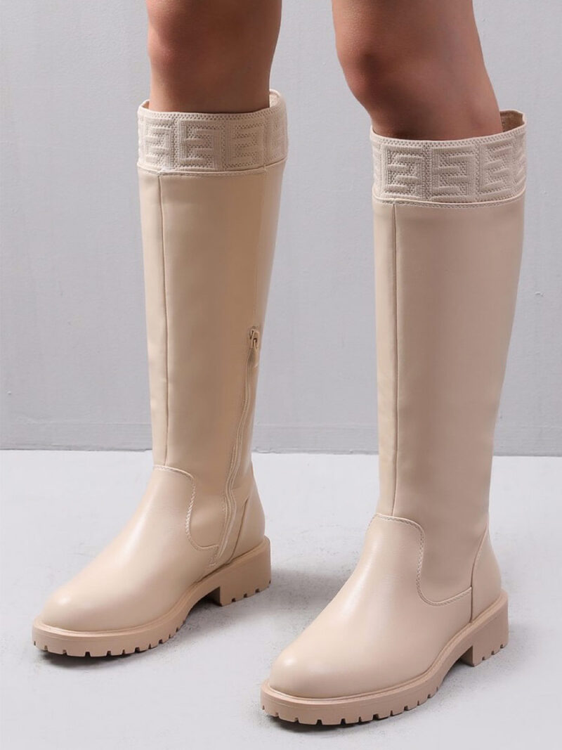 High boot Paris-Italy import 9092 Leather and fabric look beige