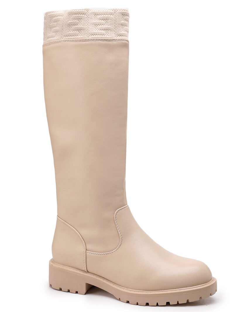 High boot Paris-Italy import 9092 Leather and fabric look beige