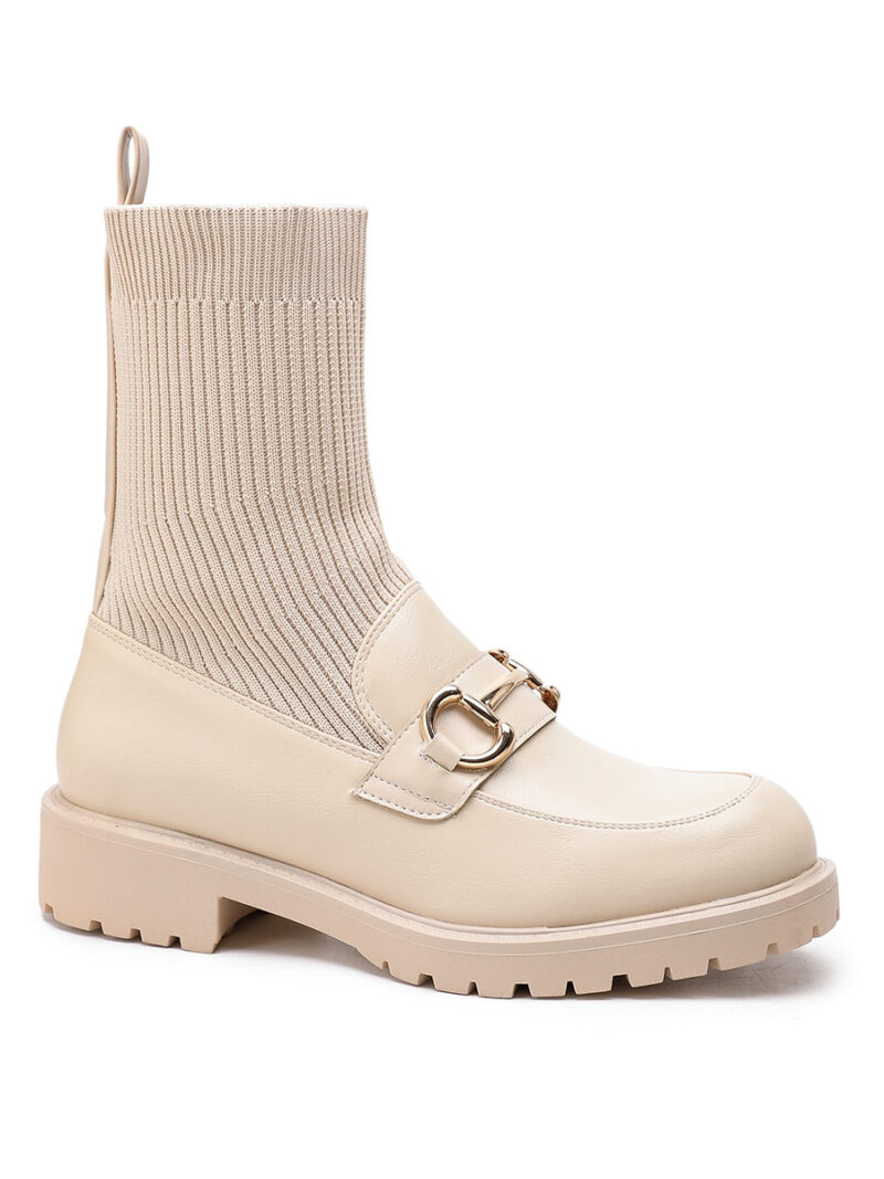 Chelsa Paris-Italy Import 9122 Lugged Sole Boots beige