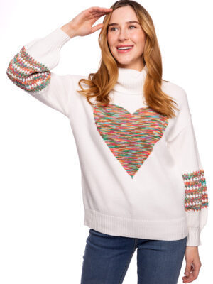 CYC 222-4208 turtleneck knit sweater with heart on the front