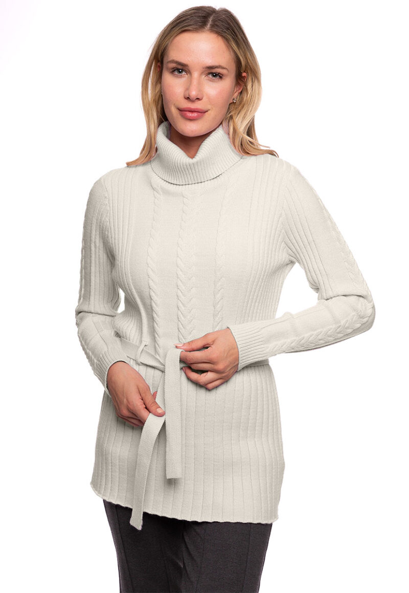 Sweater Coco Y Club 222-4072 soft and comfortable turtleneck off white