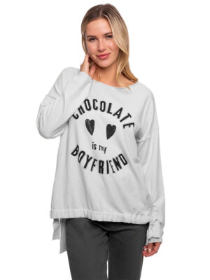 Coco y Club 222-4209 printed knit sweater white