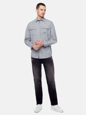 Projek Raw Shirt 141222 long sleeves in textured cotton grey color