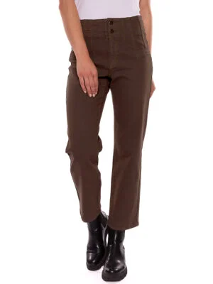 Coco Y club Pants 222-3074 stretch loose fit and high waist brown