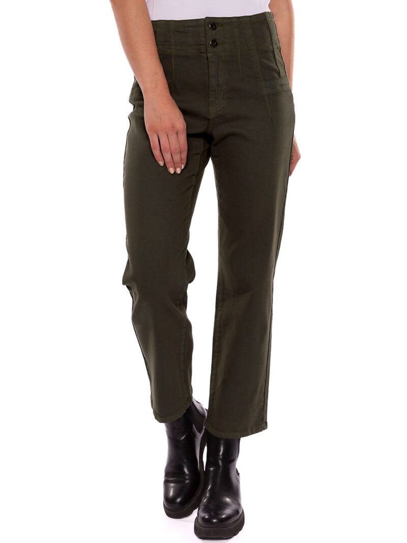 Coco Y club Pants 222-3074 stretch loose fit and high waist khaki