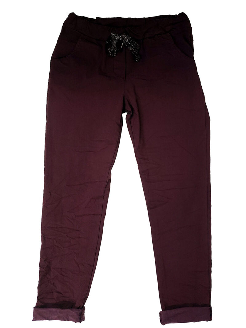 Pants Paris Italy 01357 stretchy and comfortable wine color