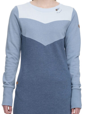 Ragwear Trega sweatshirt dress 2221-20035 with round neckline and side pockets in light blue