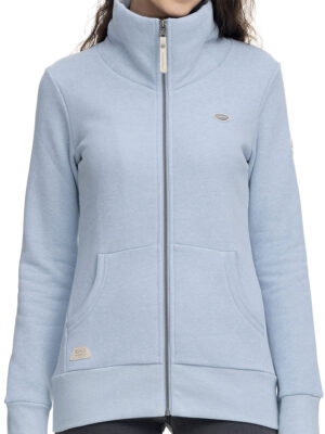 Ragwear Dneska sweatshirt 2221-30030 with enveloping stand-up collar and rib texture band light blue