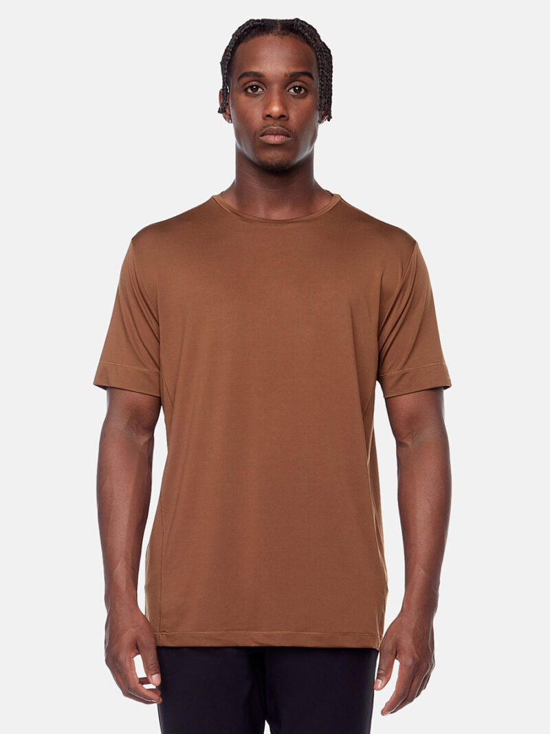 T-shirt Projek Raw PPF22301 manches courtes en tissus doux et extensible couleur caramel