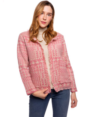 Coco y Club Jacket 222-4053 in knit with fringe finish