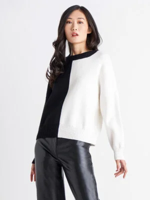 Black Tape sweater 2027063T in textured knit one black side and white side