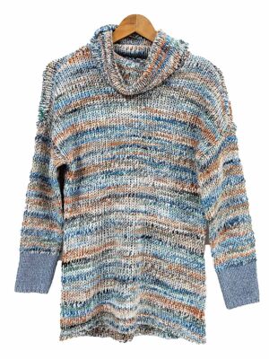Chandail Coco Y Club 222-4205 en tricot col roulé bleu
