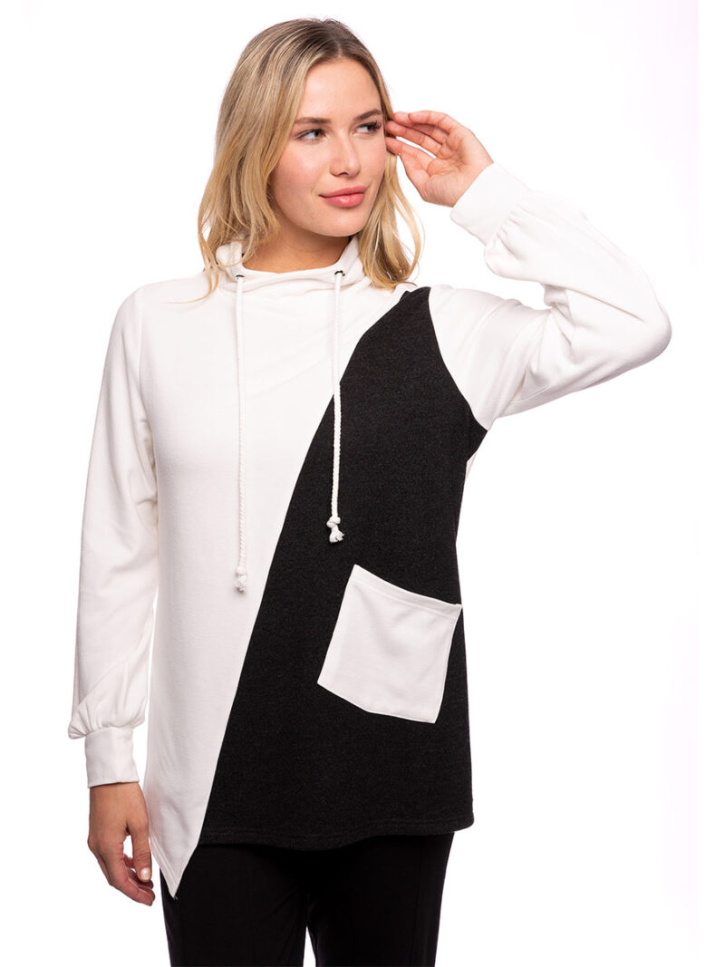 CoCo Y Club sweater 222-5071 in soft and comfortable microfleece black and white combo