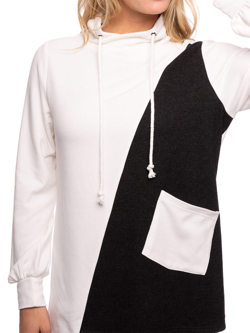 CoCo Y Club sweater 222-5071 in soft and comfortable microfleece black and white combo