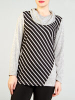 Devia B227T turtleneck tunic sweater with stripes