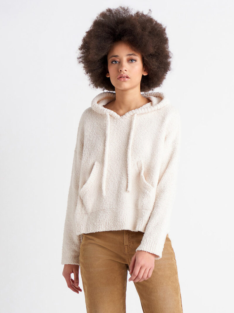 Chandail sweatshirt Dex 2027036D doux et confortable capuchon et poche kangourou couleur crème