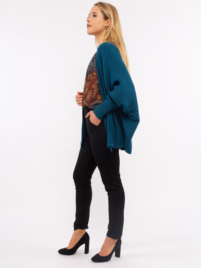 M Italy 17-1200R cardigan in soft and comfortable knit teal color