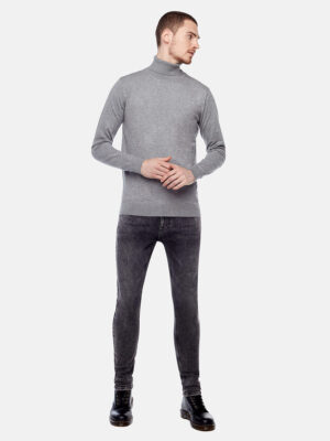 Chandail Projek Raw 141802 col roulé en tricot doux et confortable couleur gris